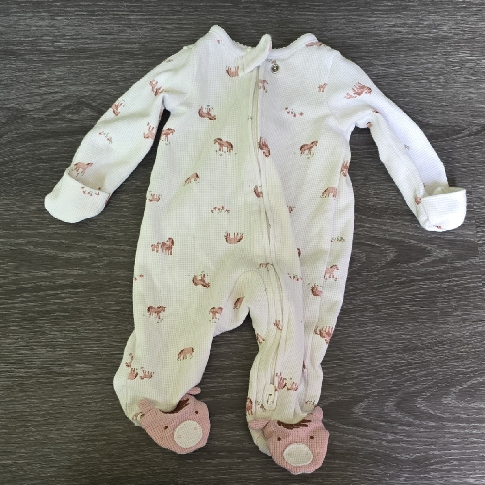 Carter's White and Pink Floral Footie One Piece